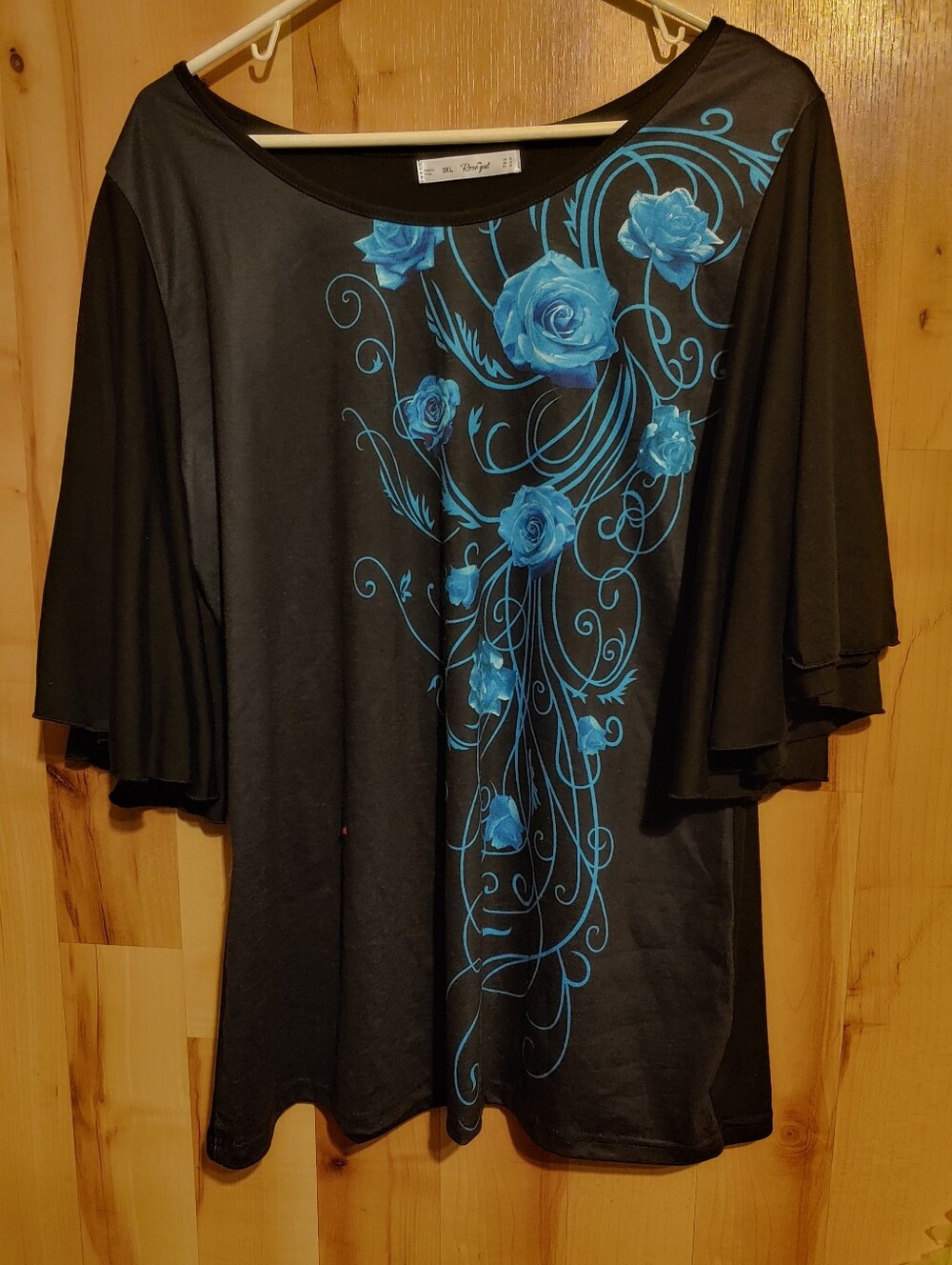 Rose Gal Women's 3XL Floral Blouse Bell Sleeves